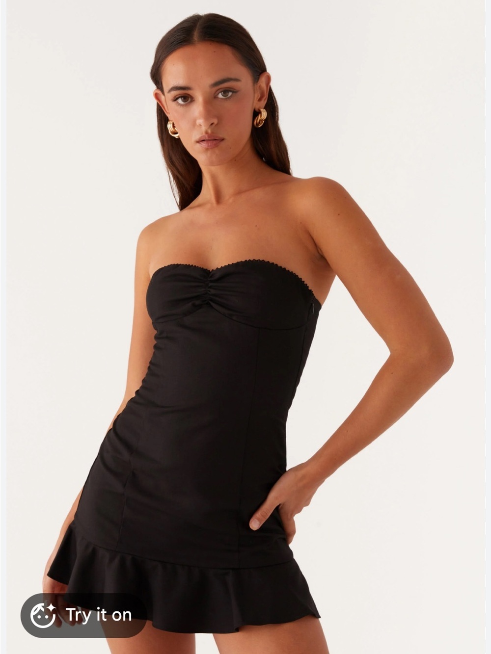 Peppermayo NEW Delmi bustier Black Smocked Mini cocktail Dress LBD
